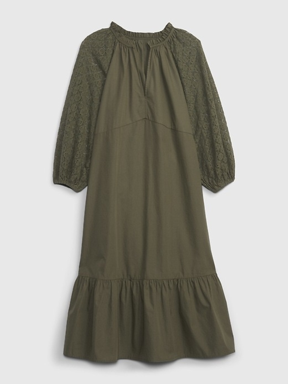 GAP Olive Laced Trim Midi Dress